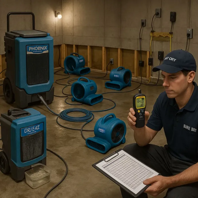 Structural Drying and Dehumidification process in Cowan, TN